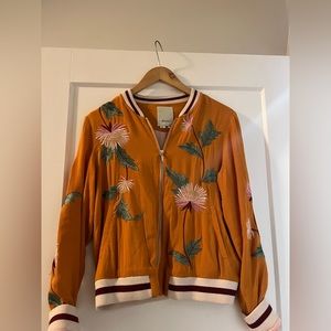Anthropologie Floral Bomber Jacket
